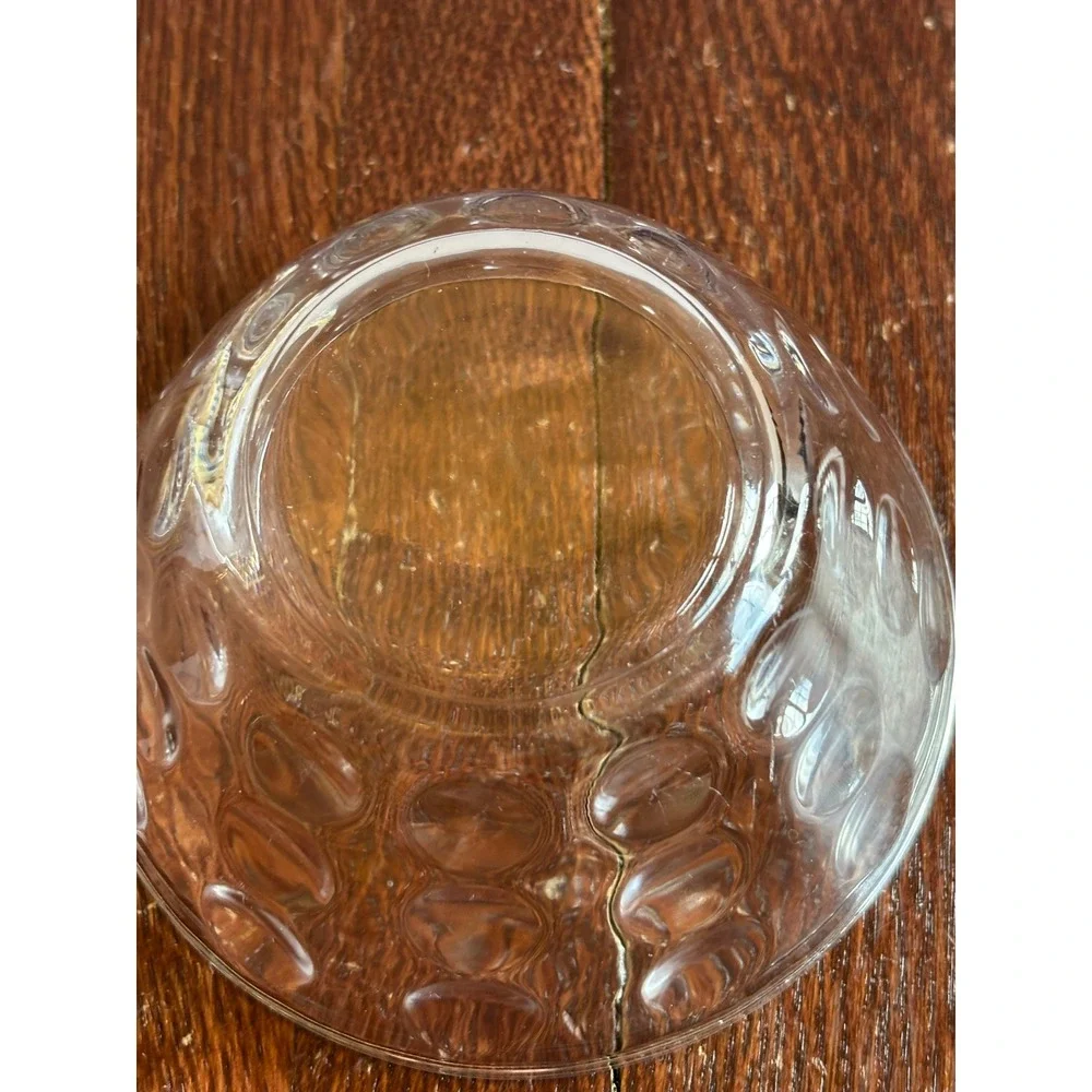 Set 2 Clear Glass Thumbprint Pebble Coin Optic Small Prep Snack‎ Bowls 4.75in